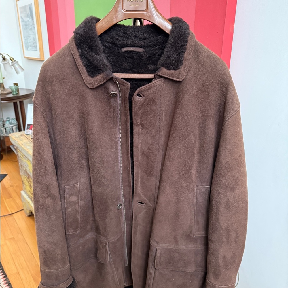Men's Brown Suede Jacket with Black Lining